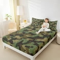 thumbnail image 4 of Feelyou Fashion Camo Bed Sheets for Teens, Chic Camouflage King Sheets, Olive Square Abstract Sheet Set, Luxury Bedroom Decor, 4-Piece, 4 of 7