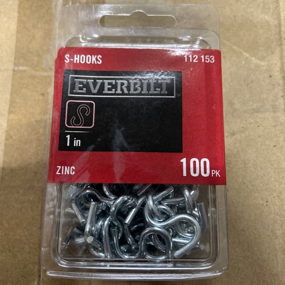 (100-Pk) Everbilt S-Hook Zinc Plated 1" 112153