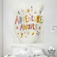 thumbnail image 1 of Adventure Tapestry, Cartoon Style Doodle Quote with Cute Little Monsters and Animals Colorful Design, Wall Hanging for Bedroom Living Room Dorm Decor, 60W X 80L Inches, Multicolor, by Ambesonne, 1 of 2