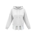 thumbnail image 4 of Gamivast False Two Piece Hoodies for Women Oversized Long Sleeve Sweatshirts Pullover Fall Trendy Hooded Pullover White XXL, 4 of 8