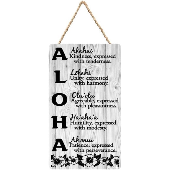 Aloha Wooden Sign 12"x 6" Decorative Wood Sign Home Kitchen Business Decor