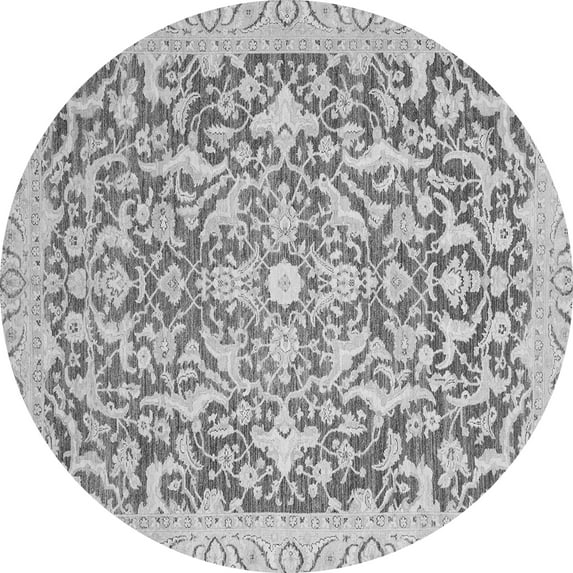 Ahgly Company Indoor Round Oriental Gray Modern Area Rugs, 5' Round