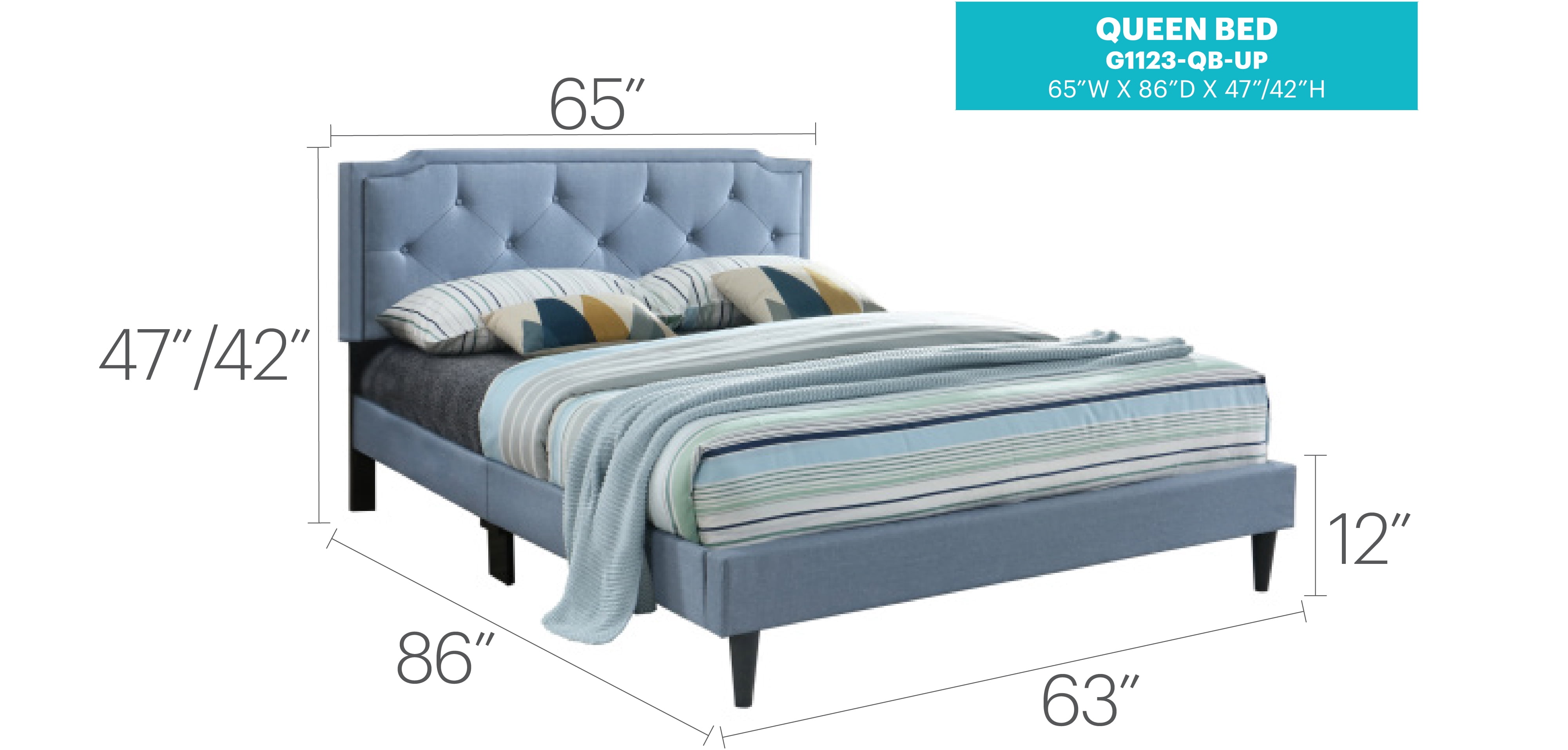 Glory Furniture Deb Full Bed in Blue Color