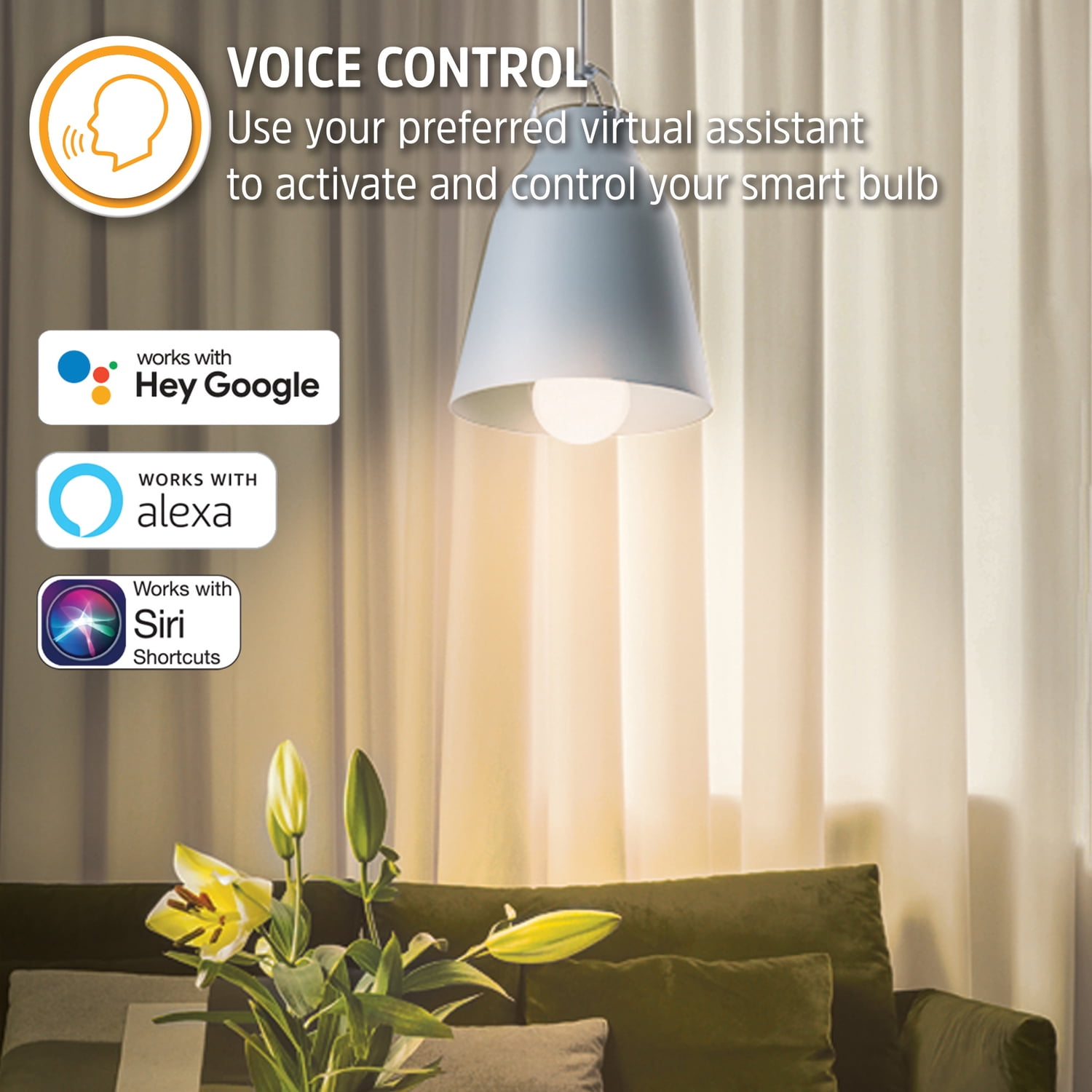 4 Pack Energizer Smart Wi-Fi Dimmable Warm White LED Bulbs, Mobile App Control, A19 E26, 800 Lumens
