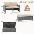 thumbnail image 3 of Costway Causeuse de Patio 2 Pcs avec Pouf de Rangement Multifonction de 31 Gal et Coussins Doux, 3 of 10