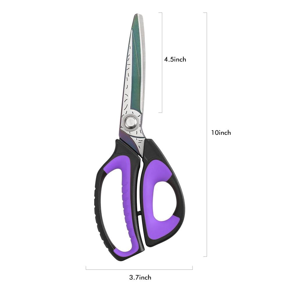 Heavy Duty Industrial Scissors: 10" Utility Stainless Steel All Purpose Titanium Coating Forged Shop Shears For Household Pruning  Gardening Construction Black & Purple