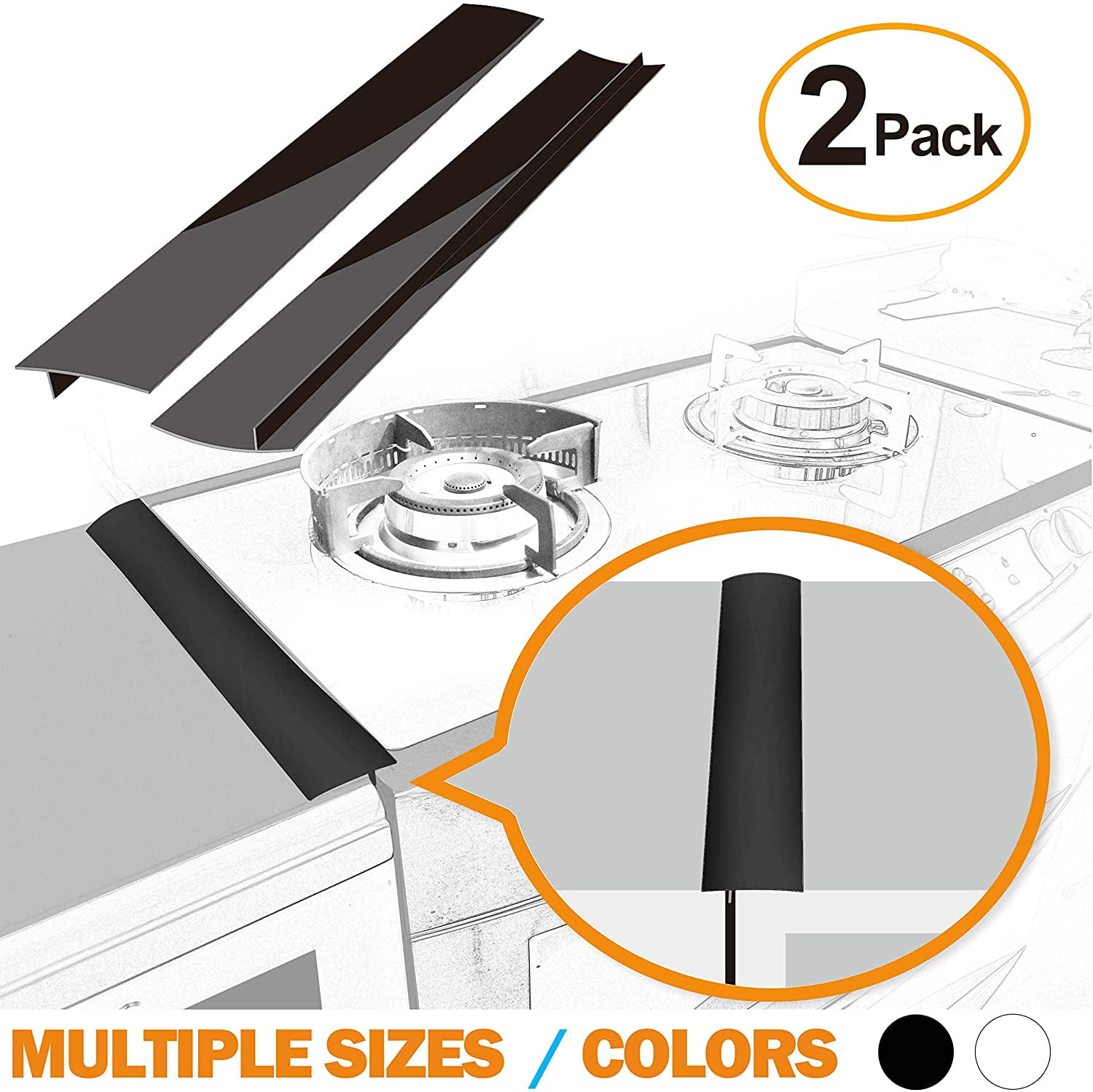 2PC Kitchen Silicone Stove Counter Gap Cover, 25 inch Long & Extra Wide