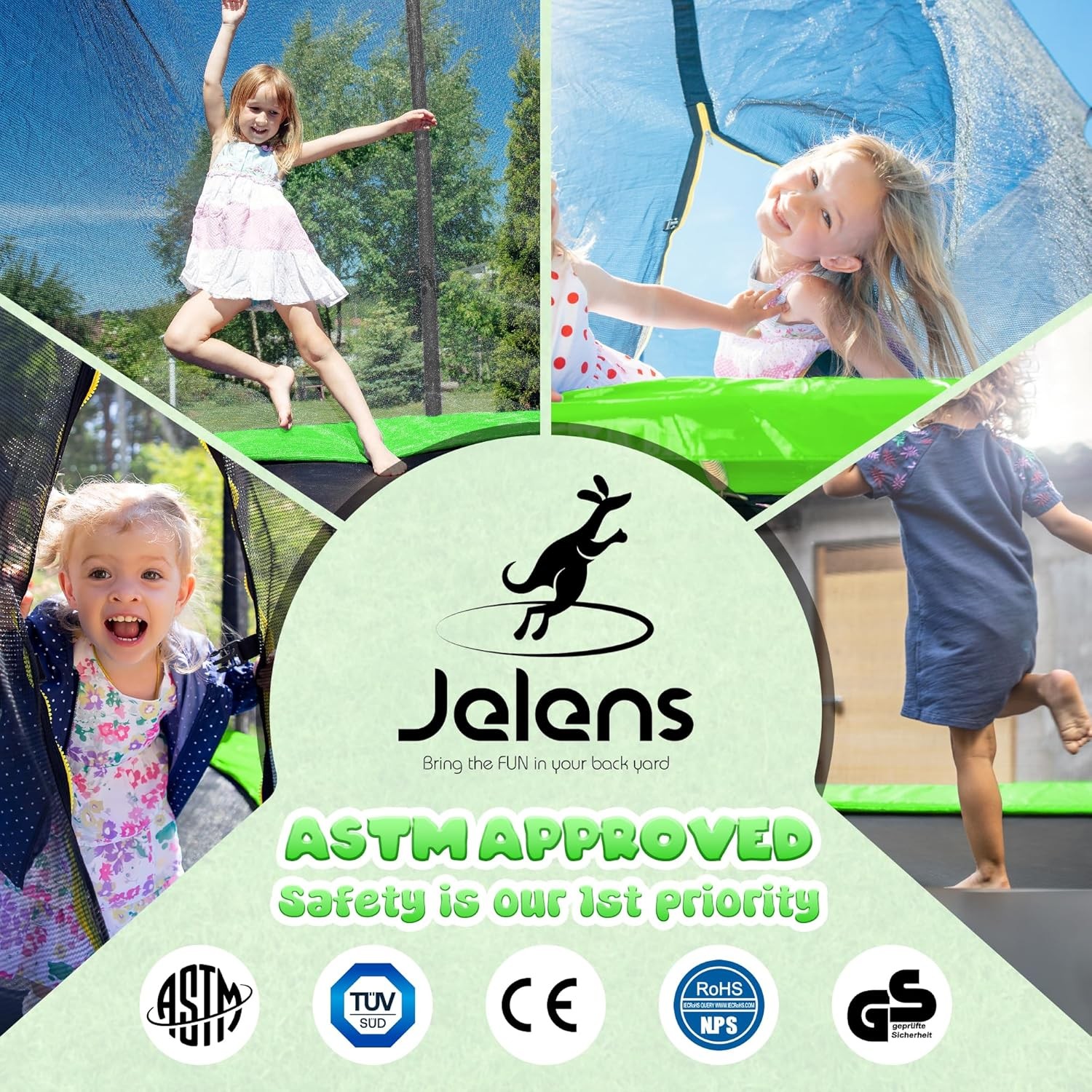 Outdoor Trampolines 8ft 10ft 12ft 14ft 15ft,Exercise Trampolines with Enclosure Net and Ladder,Recreational Anti-Rust Trampolines for Kids and Adults