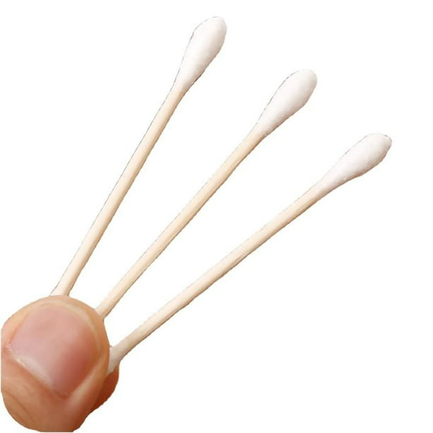 100 bastoncillos de algodón desechables de doble punta para desmaquillar a bebés.