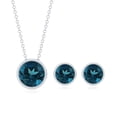 thumbnail image 3 of Rosec Jewels Natural London Blue Topaz Jewelry Set for Women - AAA Quality - Bezel Set Necklace and Earrings Set - Ready to Gift, 18K White Gold, 3 of 8