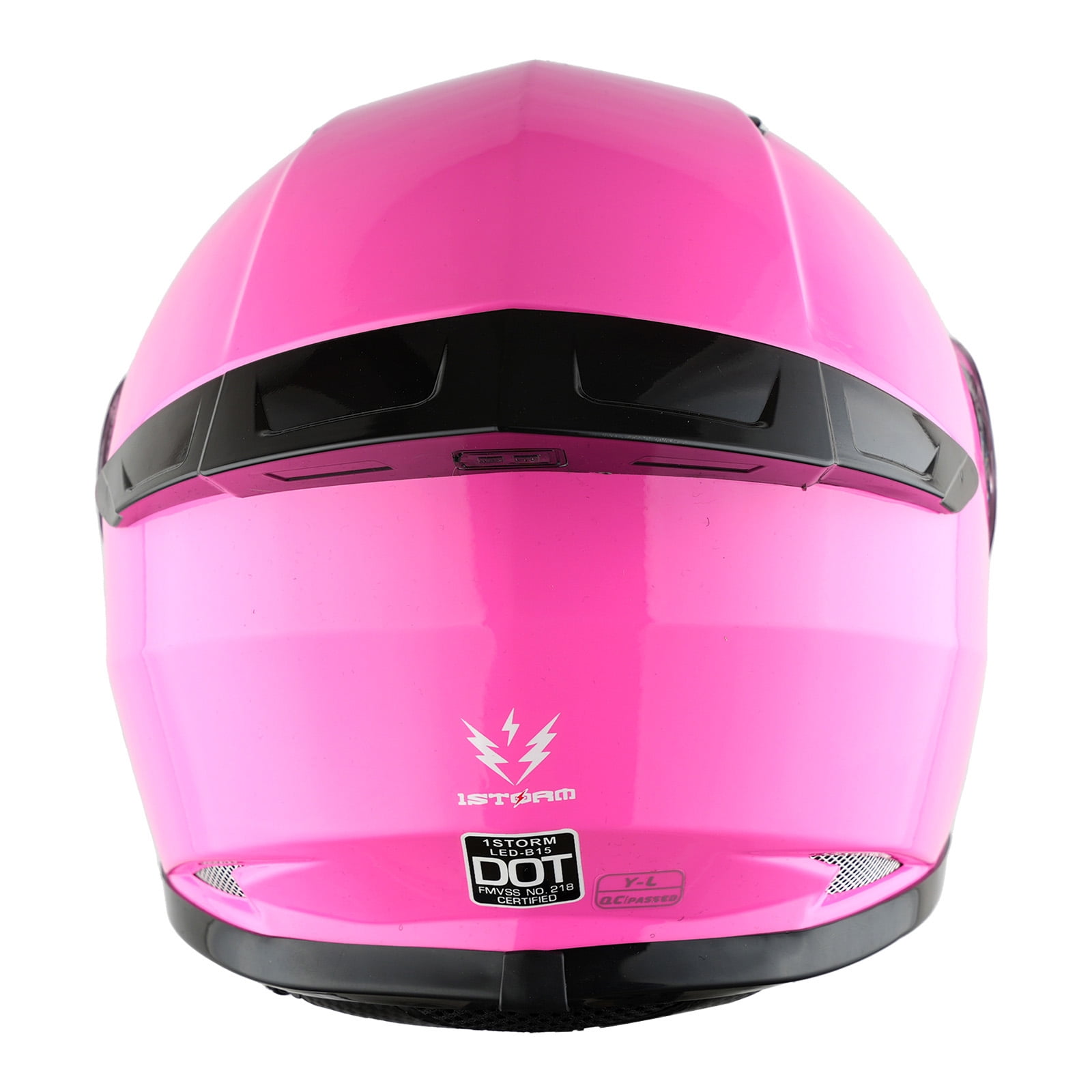 1Storm Motorcycle Youth Kids Street Dirt Bike ATV BMX MX Go Cart Karting Full Face Helmet with LED Tail Light: LED-B15 Glossy Pink