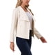 thumbnail image 4 of Abrigo corto de ante sintético para mujeres Inspire Chic, de manga larga, abierto en la parte delantera, ideal para otoño e invierno, color beige., 4 of 6