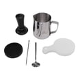 thumbnail image 1 of Frother 21PCS Coffee Tamper Set Stainless Steel Frothing Pitcher Tamper Mat Coffee Stirrer Coffee Stencils Tools for Home Office, 1 of 7