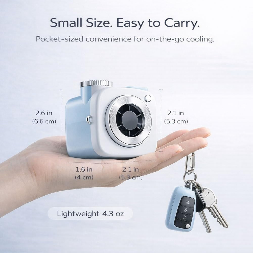 Mini Camera Shaped Portable Fan, Small Personal Quiet Desk Fans with 199-Speed Turbo Cooling,Cute Compact Handheld Clip on Fan Strong Airflow That Blow Cold Air for Car Outdoor Office Desk Use