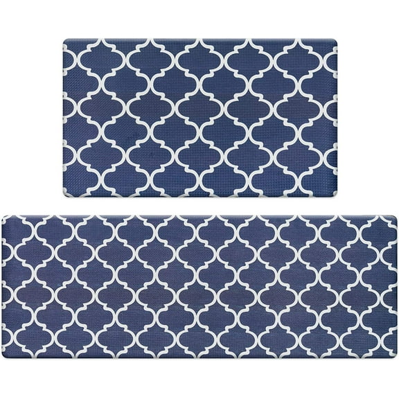 Mindunm Modern Navy Kitchen Mat, 17" x 47" 17" x 30", Non-Slip (2 Count)