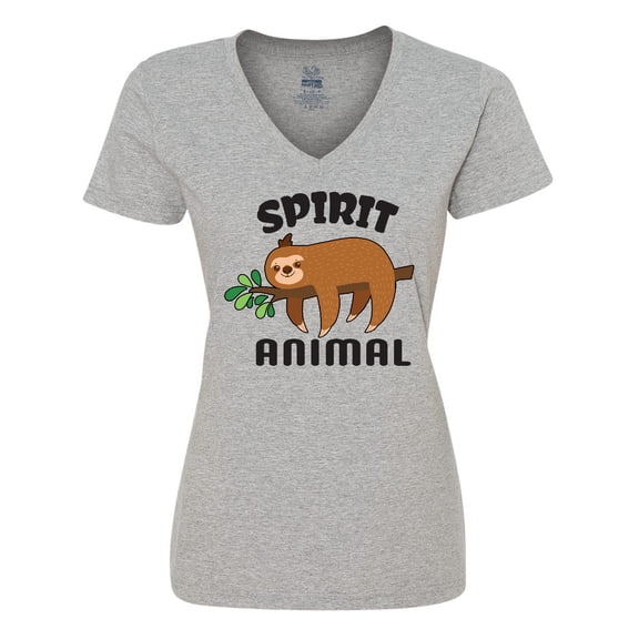 Inktastic My Spirit Animal is a Sloth with Sloth Illustration Women's V-Neck T-Shirt