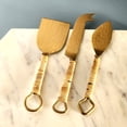 thumbnail image 5 of 3 piece Cheese Knife Set - Rattan-wrapped handles - Hammered Gold Blades - Charcuterie Board Essentials - Cheese Tools - Bridal Shower Gift, 5 of 5