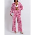 thumbnail image 5 of Cenuakty Women’s 2 Piece Fall Long Sleeve Outfits Fashion Printed  Button Down Shirt + Pants Set Loungewear, 5 of 9