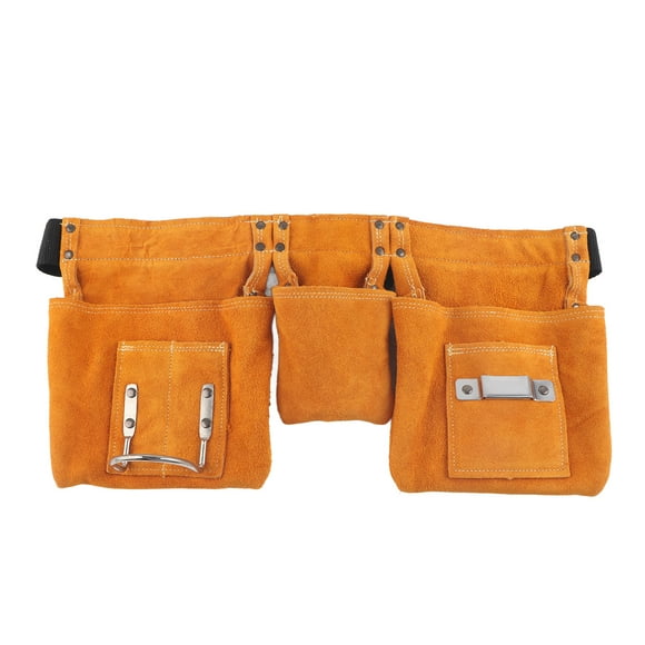 Cowhide Tool Belt Bag Cut Resistant Sturdy Breathable Adjustable Tool Waist Pouch for Maintenance Workers