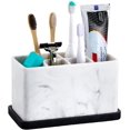 thumbnail image 1 of Toothbrush Holders, Marble Look Toothbrush Holders for Bathrooms Tooth Brushing Holder Bathroom Organizer Countertop for Toothbrush, Toothpaste, Dental Floss, Razor, Comb, Makeup Brushes and More, 1 of 5