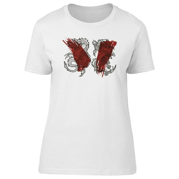 Traditional Crossed Asian Dragon Tee Women's -Image by Shutterstock