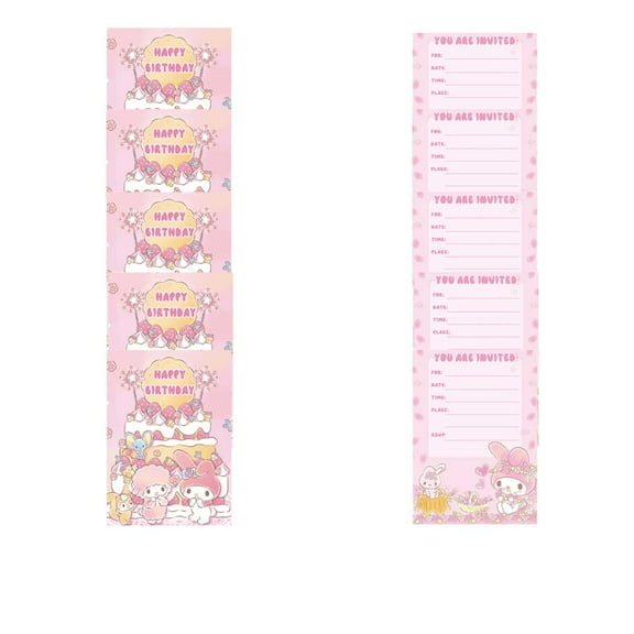 My Melody Invitations Cards Stock Bulk Birthday Invite Fill-in Party Supplies Decorations for Boys Girls