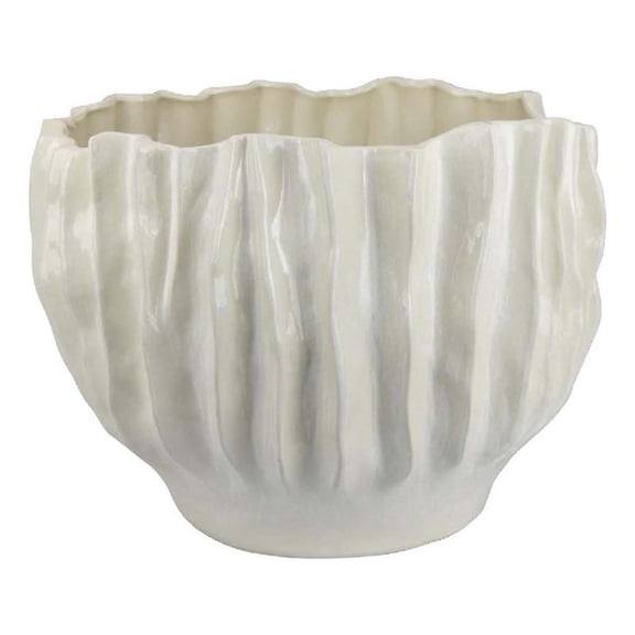 Benjara Esam Decorative Planter- Textured Ceramic Body- 19" White