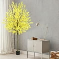thumbnail image 4 of 6-foot tall artificial winter jasmine tree, made of simulated silk, with a plastic seedling tray, suitable for bedrooms, living rooms, offices, and interior decoration (yellow)., 4 of 7