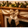 thumbnail image 4 of Champagne Gold Christmas Wired Ribbon - 16.4 Ft Yard Christmas Mesh Ribbon for Gift Wrapping, Tree Decor & DIY Crafts, Holiday Bow Making,A, 4 of 7