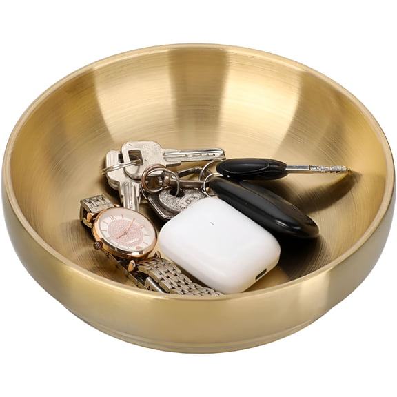 ACDANC Key Bowl for Entryway Table, Kitchen Counter, Coffee Table, Decorative Catch All Bowl, Key Holder Bowl, Gold Candy Dish, Valet Tray for Keys, Home Decor Accents, 7.4 Inches