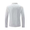 thumbnail image 4 of LNWUY Men's Casual Shirts Classic Long Sleeve Basic Button T-Shirt Color Block Lightweight Cotton Golf Tops with Pocket White M, 4 of 5