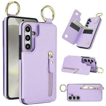 Dteck for Samsung Galaxy S24 Case Wallet with Card Holder, PU Leather Zipper Pocket Card Slots Front Cover Flip Kickstand Shockproof Phone Case for Galaxy S24 5G,Purple