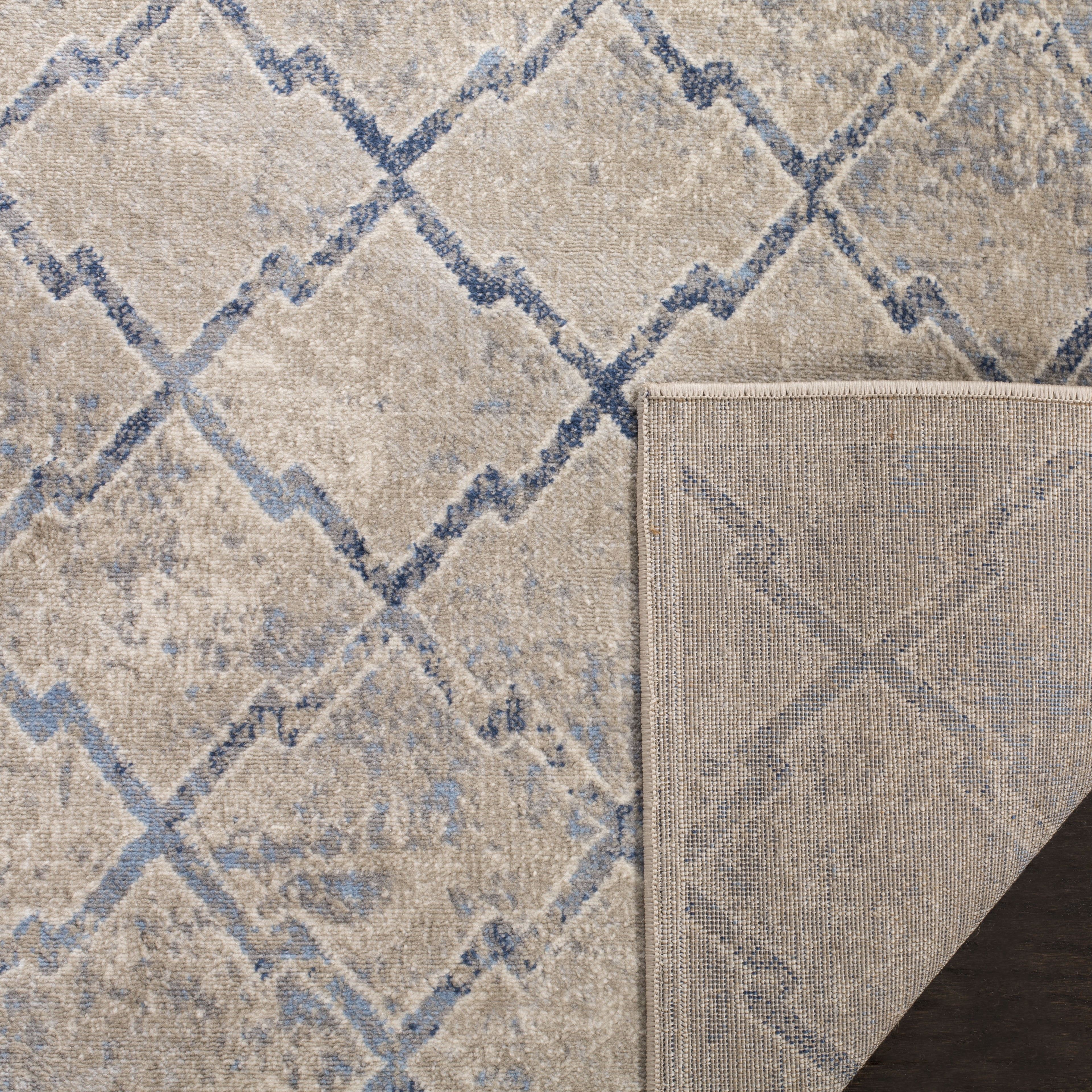 SAFAVIEH Brentwood Celandine Geometric Runner Rug, 2' x 14', Light Grey/Blue