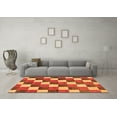 thumbnail image 3 of Ahgly Company Indoor Round Checkered Orange Modern Area Rugs, 6' Round, 3 of 4