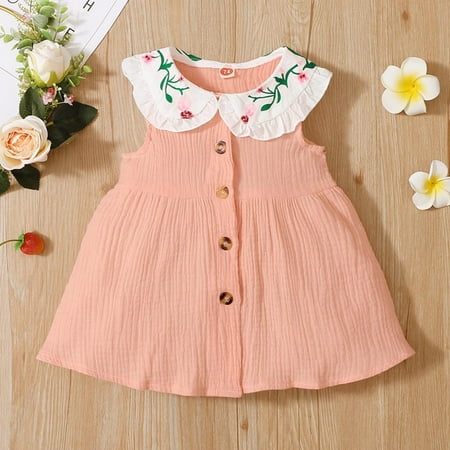 Bnwani Long Dresses Girl Sleeveless Princess Dress Flowers Ruffles Skirt Suits Cute Pink Skirt Suits 80