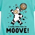 thumbnail image 3 of Instant Message - Watch Me Moove Disco Cow - Toddler & Youth Girls Short Sleeve Graphic T-Shirt, 3 of 6