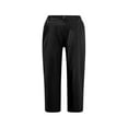 thumbnail image 2 of HOOJT 3/4 Trousers for Women Cropped Linen Trousers Lightweight Solid Color Capri Pants Summer Comfy Loose Lounge Pants Elasticated Waist Beach Bottoms with Pockets, 2 of 3