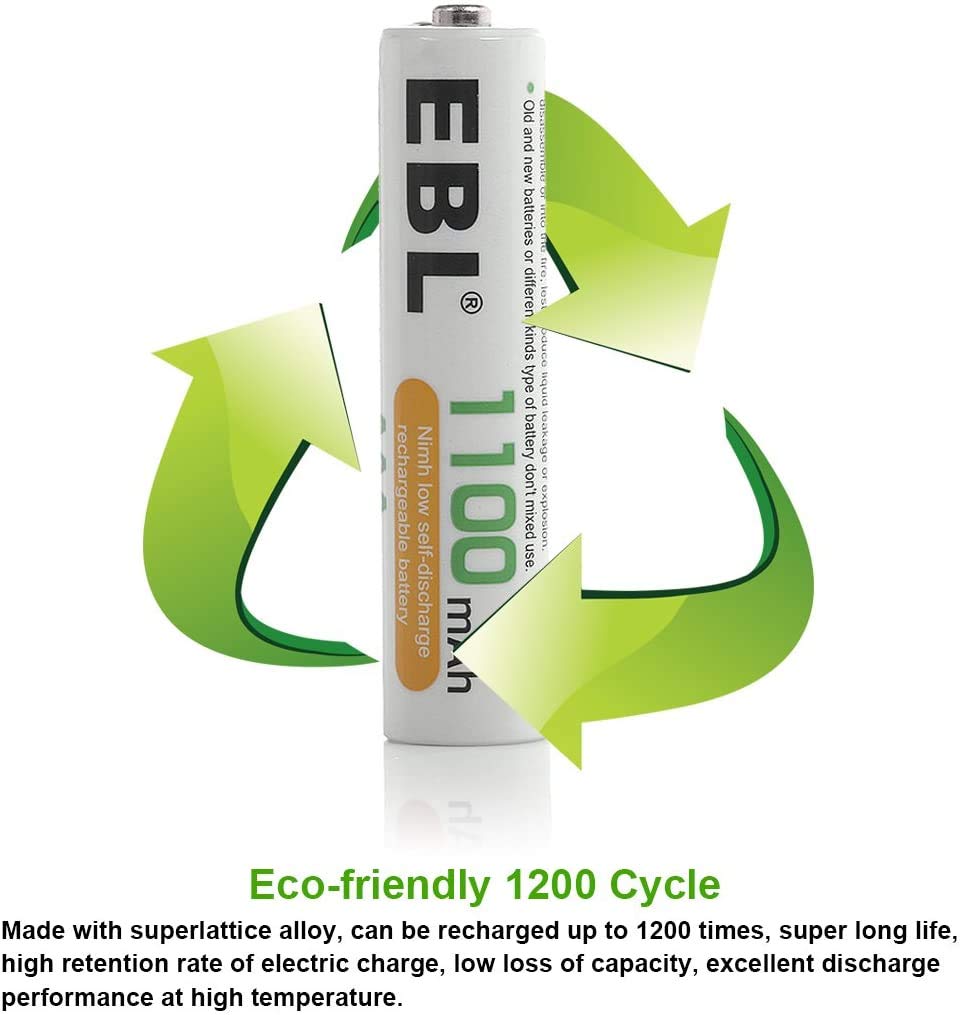 EBL AAA Rechargeable Batteries (28-Counts) Ready2Charge 1.2V 1100mAh Ni-MH Battery