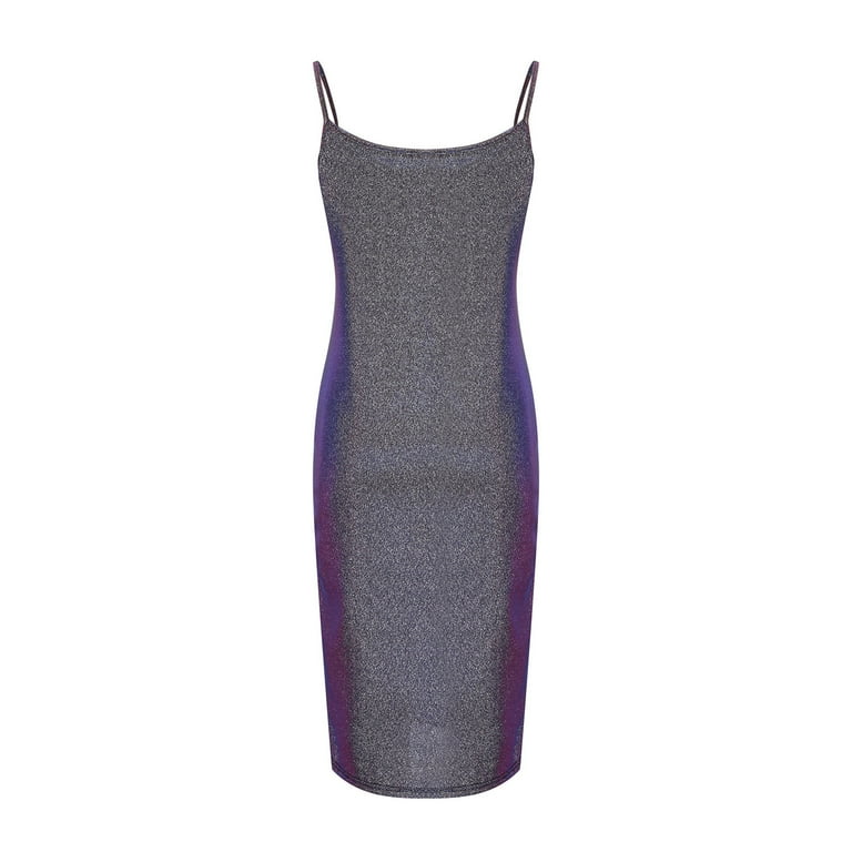 Odeerbi Sequin Slip Dress for Women 2025 Fashion Solid Color Sleeveless Sling Sexy V-Neck Dress Purple