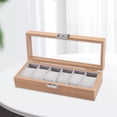 thumbnail image 3 of 6 Slots Watch Display Case Wood Box Jelry Storage Organizer Men Gift, 3 of 7