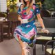 thumbnail image 3 of Easygdp Colorful Donut para Vestido Transpirable de Mujer, Vestido Suelto de Manga Corta con Pliegues y Bolsillos para el Verano, 3 of 6