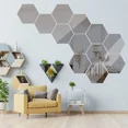 thumbnail image 4 of 48/6 piezas 3D pegatinas de pared de espejo hexagonales autoadhesivas acrílicas extraíbles para sala de estar dormitorio decoración del hogar DIY, 4 of 5