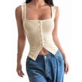 thumbnail image 2 of Button Up Tank Tops for Women Ribbed Sleeveless Button Down Shirts Vest Y2k Crop Top Basic Fitted Vest S, 2 of 7