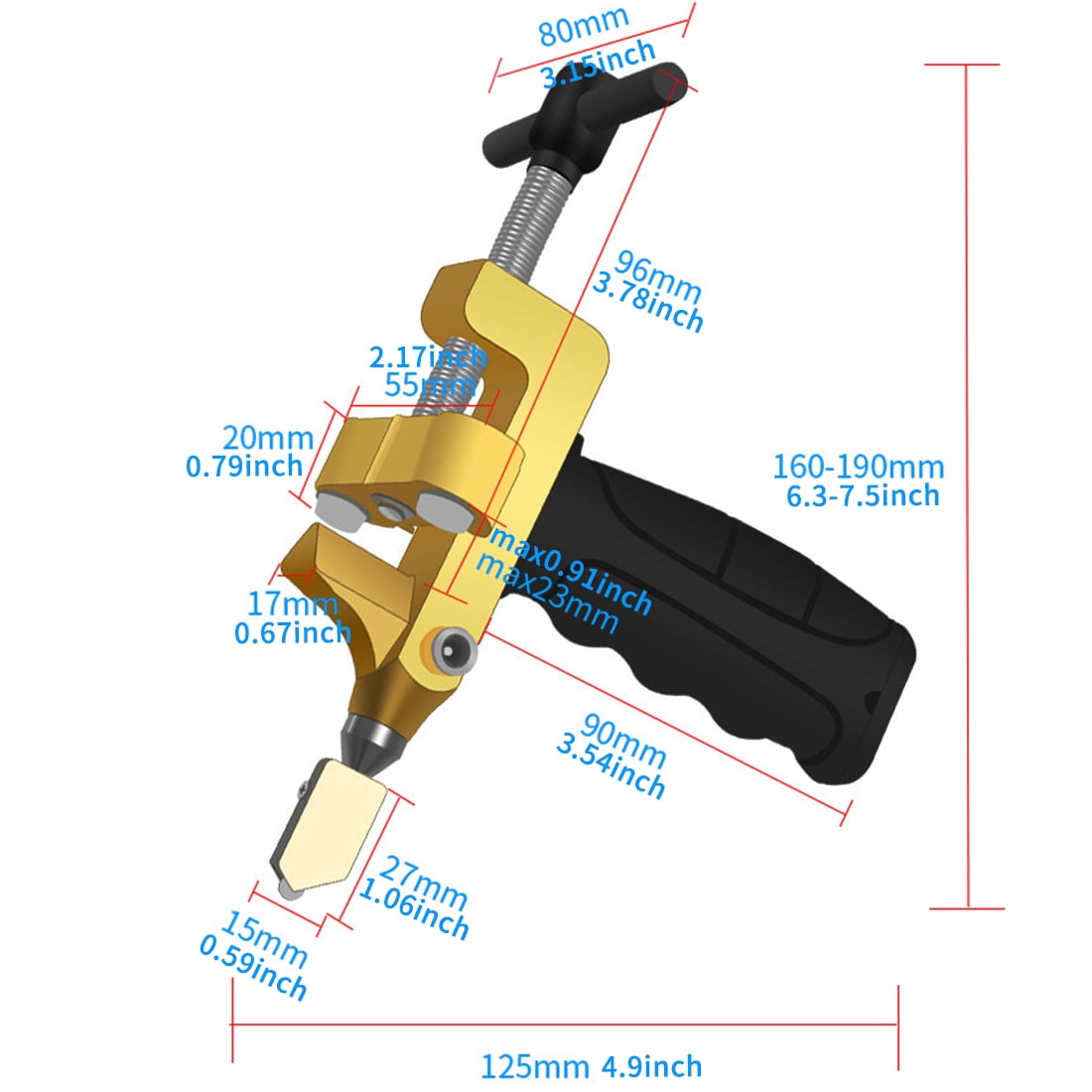Wailicop Tile Cutter with Handgrip Clamp, Marble Cutting Tool, 2-in-1 Glass Cutter & Breaking Pliers, 3-15mm