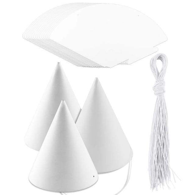 Gorros de fiesta Weoxpr, papel blanco, 40 unidades, para niños y adultos