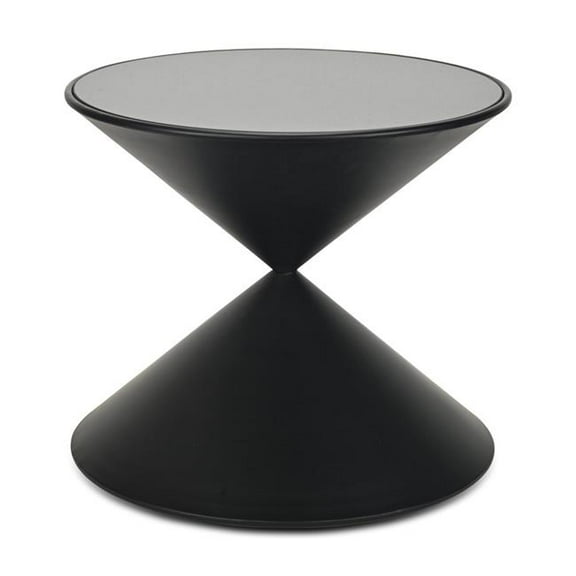 Liora Hourglass Shaped Black Metal Table & Glass Top