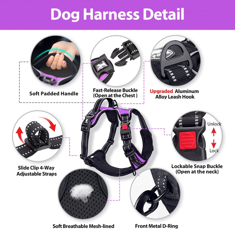 PoyPet No Pull Dog Harness, Adjustable Soft Padded Vest, Large photo 5