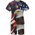 thumbnail image 5 of TIMIFIS Ensembles Courts pour Hommes Été Décontracté Jour de l'Indépendance Imprimé 2 Pcs Tenues Col Rond Patriotique Américain T-shirt Manches Courtes et Shorts Taille Élastique - Printemps/été, 5 of 5