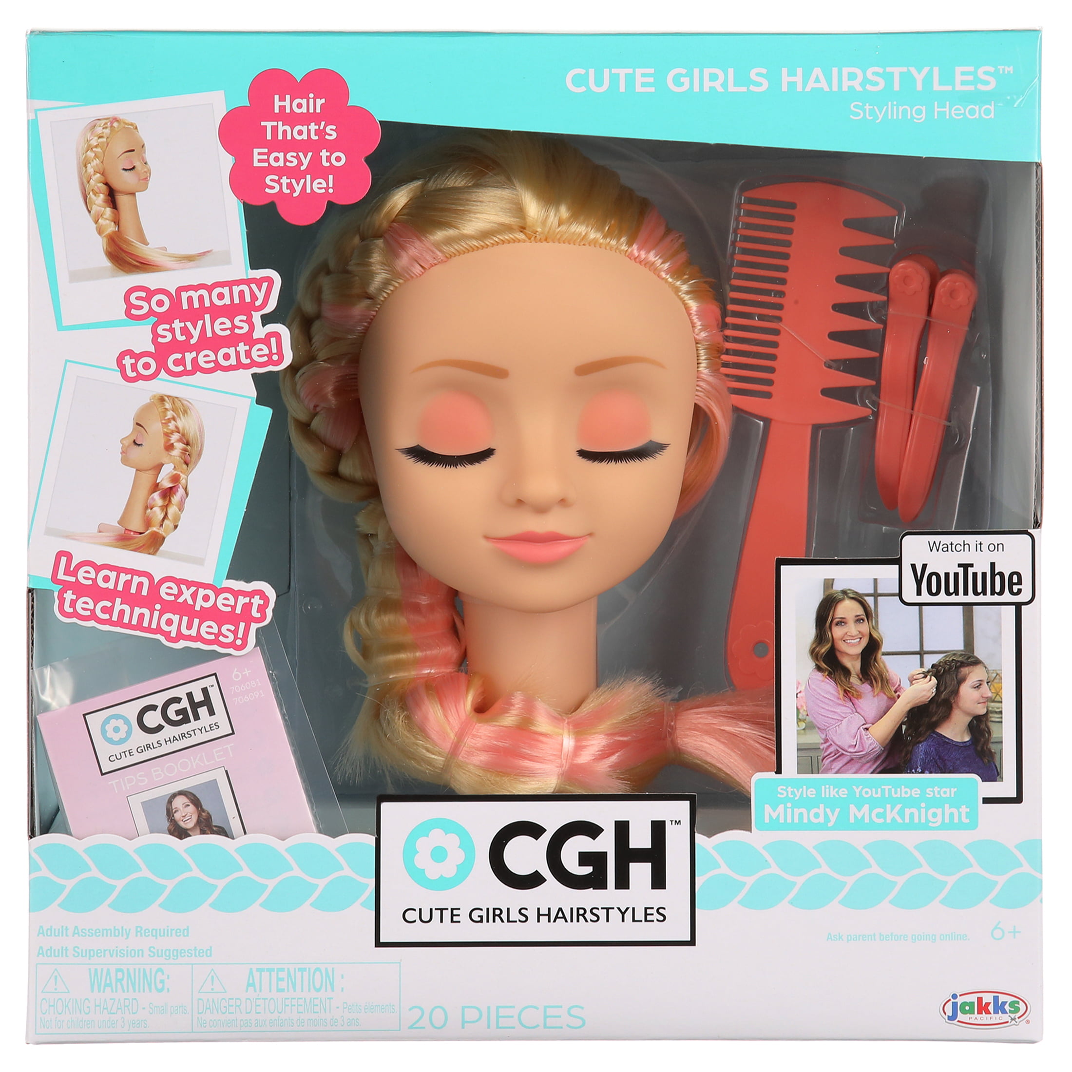 Cute Girls Hairstyles Styling Head Doll Playset, 20 Pieces 