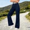 thumbnail image 5 of TEAJOPSUU Womens Button Fly Bootcut Cargo Pants Solid High Waist Wide Leg Side Cargo Pockets Trousers with Pockets Casual Winter Wear Navy, 5 of 8
